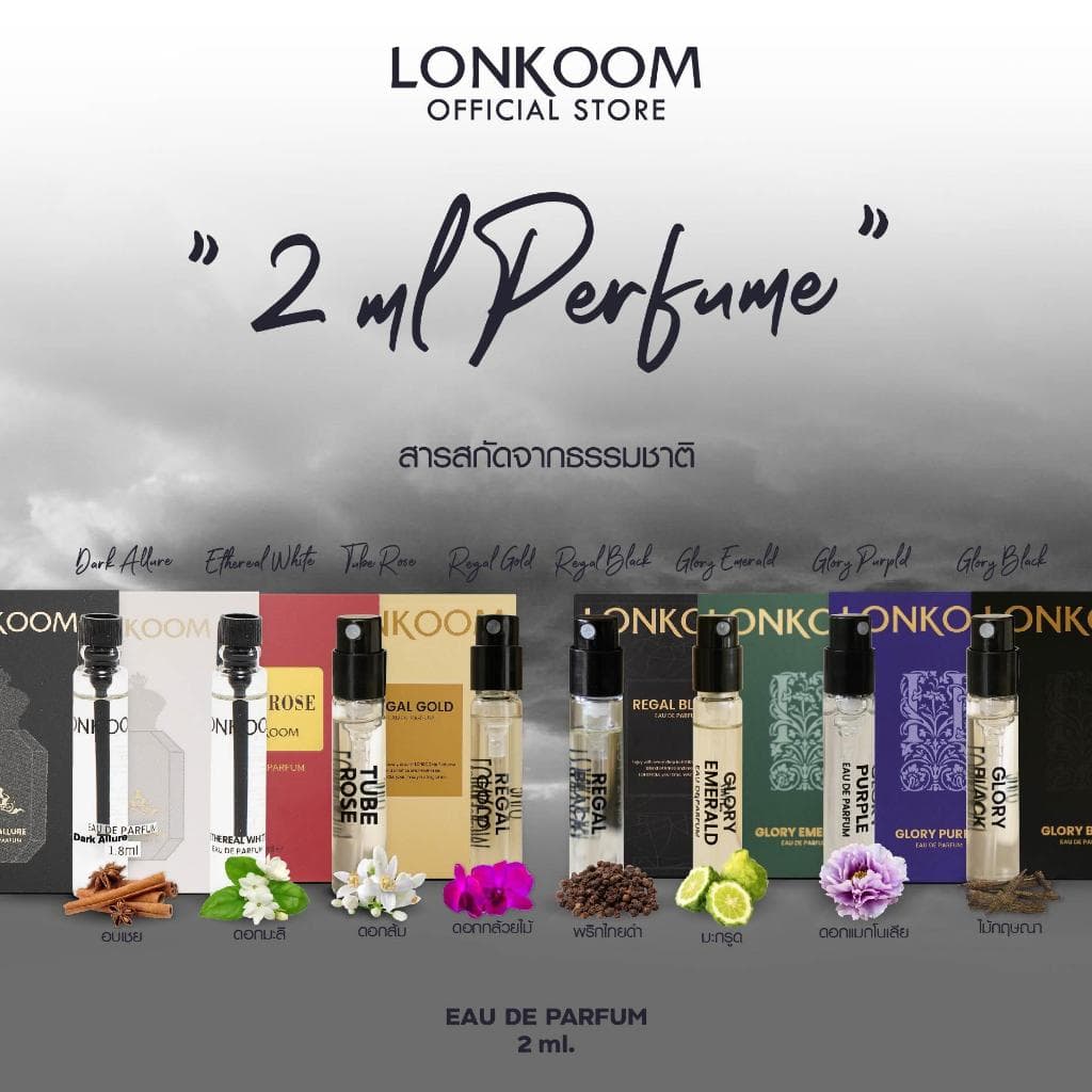 LONKOOM น้ำหอมทดลอง 1.8ml 2ml น้ำหอม unisex ผู้ชาย ผู้หญิง EDP น้ำหอมติดทน แบรนด์แท้ ขนาดพกพา รูปที่ 1