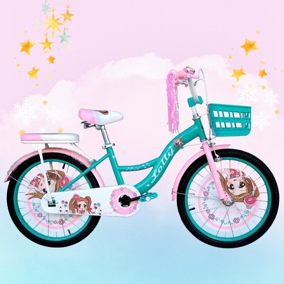 จักรยาน จักรยานเด็กผู้หญิง จักรยานลายการ์ตูน 20นิ้ว รุ่น LOLLY Girl มีพู่ที่ปลายแฮน เบาะหน้าหลัง หน้าริมเบรกหลังดั่มเบรก รูปที่ 5