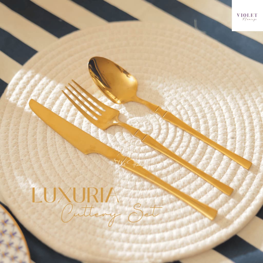 Violet Flamingo ชุดช้อนส้อมมีดและช้อนขนม 4 ชิ้น รุ่น Luxuria Cutlery Set วัสดุสแตนเลส สวยหรู น้ำหนักเบา ใช้ง่าย รูปที่ 1