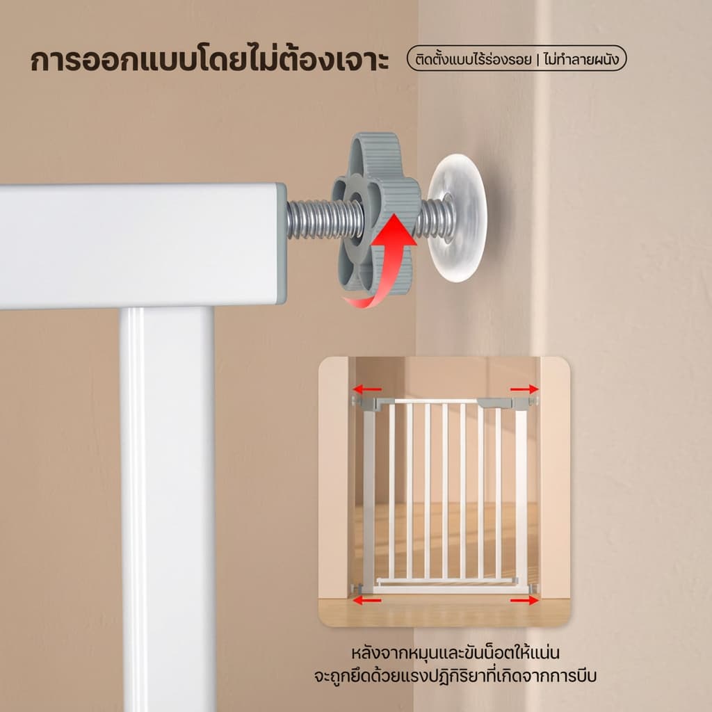 ที่กั้นเด็ก ที่กั้นบันได ประตูกั้นเด็ก ประตูกั้นบันได ประตูกั้นสัตว์เลี้ยง ไม่ต้องเจาะ รูปที่ 7