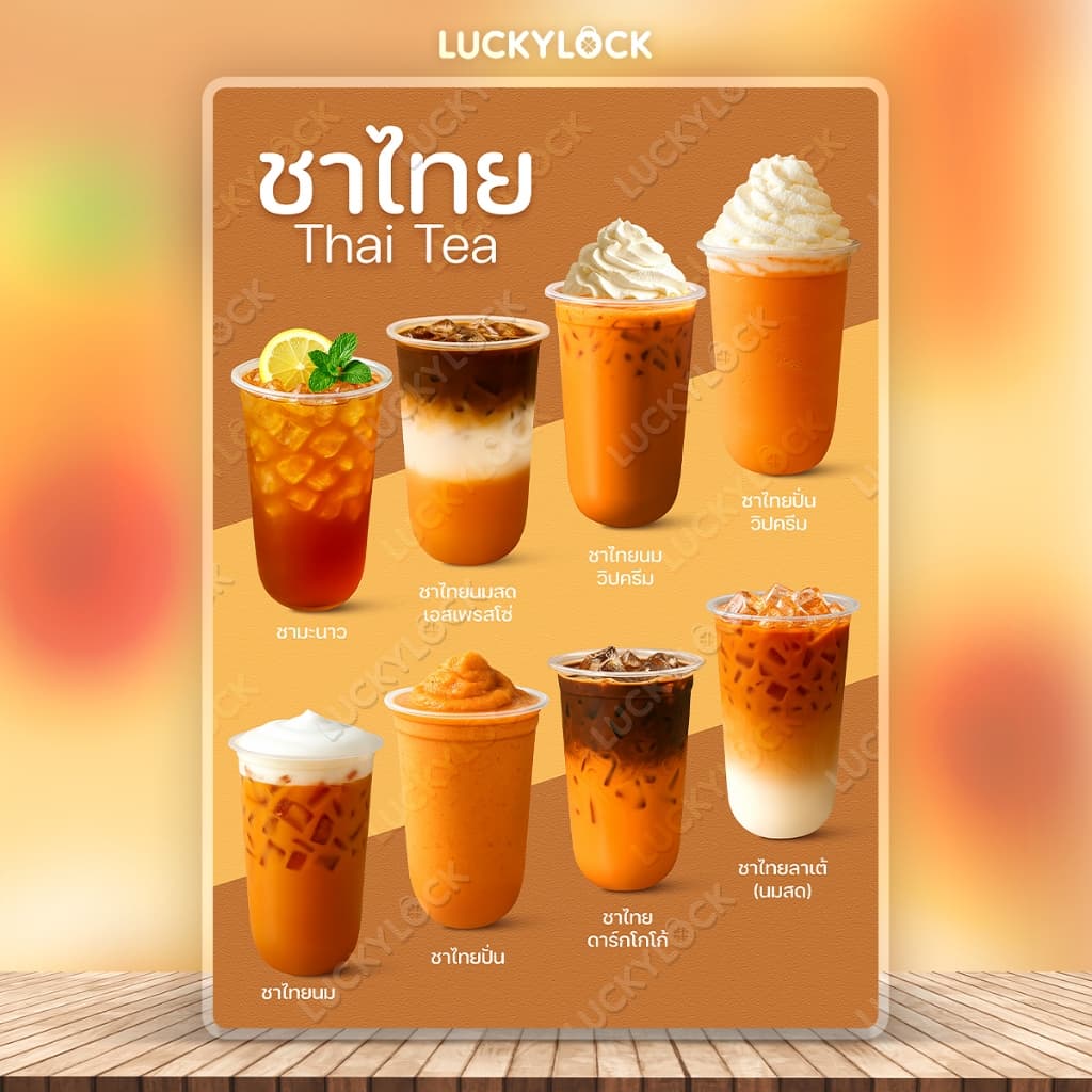 ป้ายเมนูชาไทย ชาเขียว ป้ายโปสเตอร์ร้านค้า คาเฟ่ เคลือบแข็งพร้อมใช้งาน รูปที่ 2