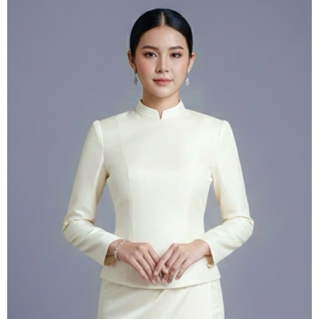เสื้อไทยบรมพิมานไหมสี่เส้นอัดกาวแน่นแน่นทั้งตัว รูปที่ 2