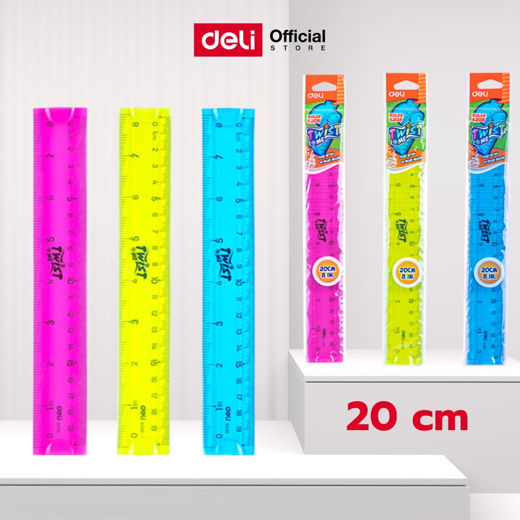 ไม้บรรทัดงอได้ 8 นิ้ว Deli 6208 นิ่ม ยืดหยุ่น ไม่หักง่าย สีสันสดใส เหมาะนักเรียน Soft Ruler รูปที่ 1