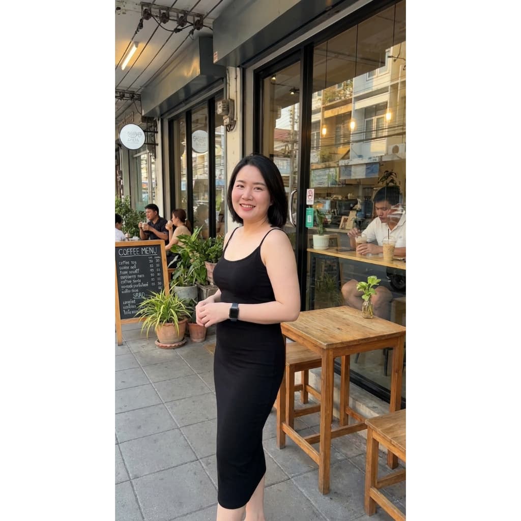 { สายเดี่ยวเว้าเดรส L } เดรสสายเดี่ยว ผ้าเรย่อน เดรสยาว Midi CHOTYSHOP สินค้าผลิตในไทย BALL.A รูปที่ 2
