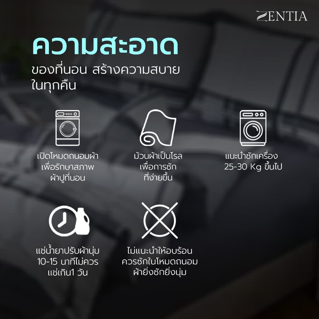 ZENTIA รุ่น MODERNO ชุดผ้าปู + ผ้านวม สไตล์โมเดิร์น ผ้าคอตตอนพรีเมี่ยม Super Soft รูปที่ 7