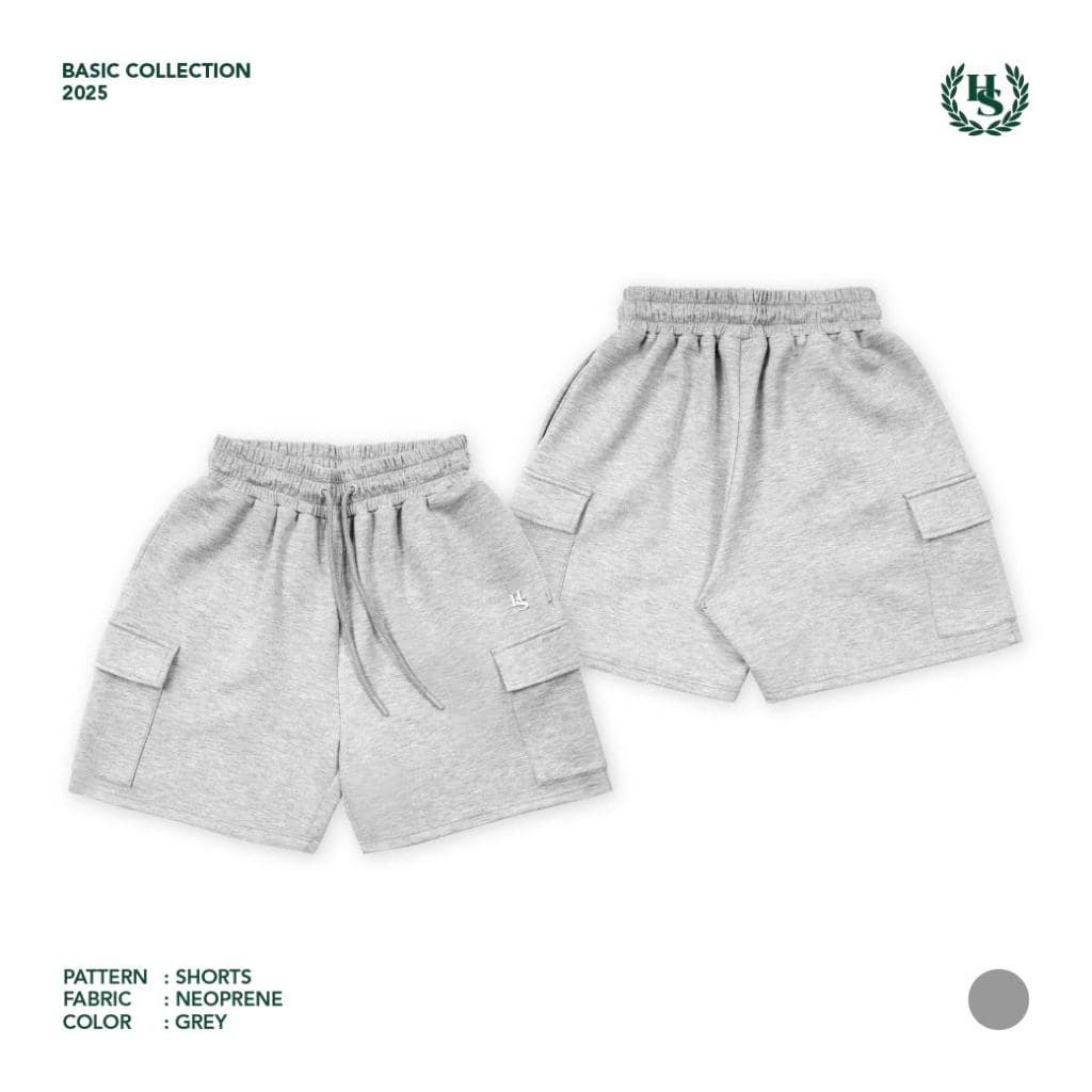 Highschool Basic Collection : Relax Comfy Neoprene Cargo Shorts Women กางเกงคาร์โก้ ขาสั้น- BTG35850 รูปที่ 3