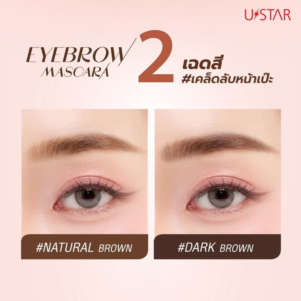Ustar Eyebrow Mascara มาสคาร่าคิ้ว มาสคาร่าปัดคิ้ว มาสคาร่าปัดขนคิ้ว ที่ย้อมคิ้วโทนน้ำตาล ล็อคคิ้วแน่น อายบราวมาสคาร่า รูปที่ 6