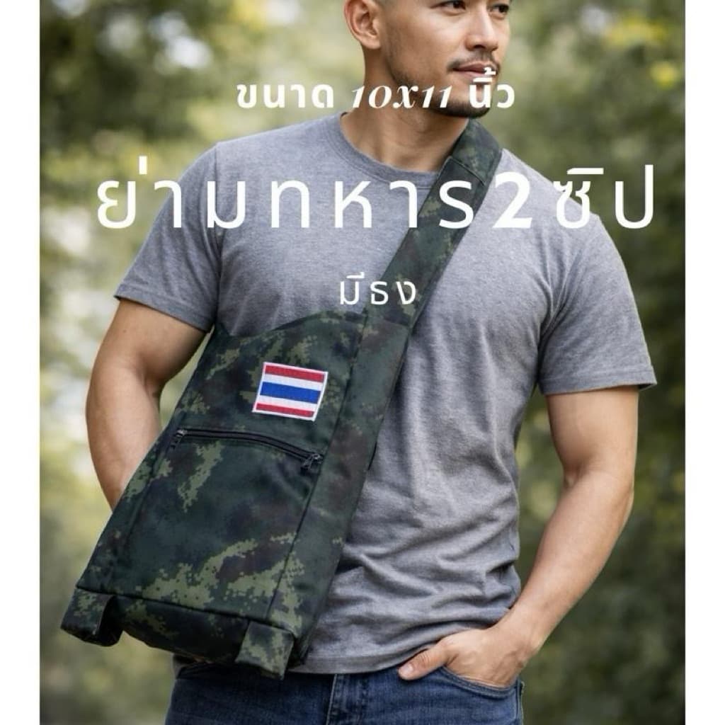 ย่ามลายพราง2 ซิป ติดธง ขนาด 10x11นิ้ว ติดธงงงงง รูปที่ 1