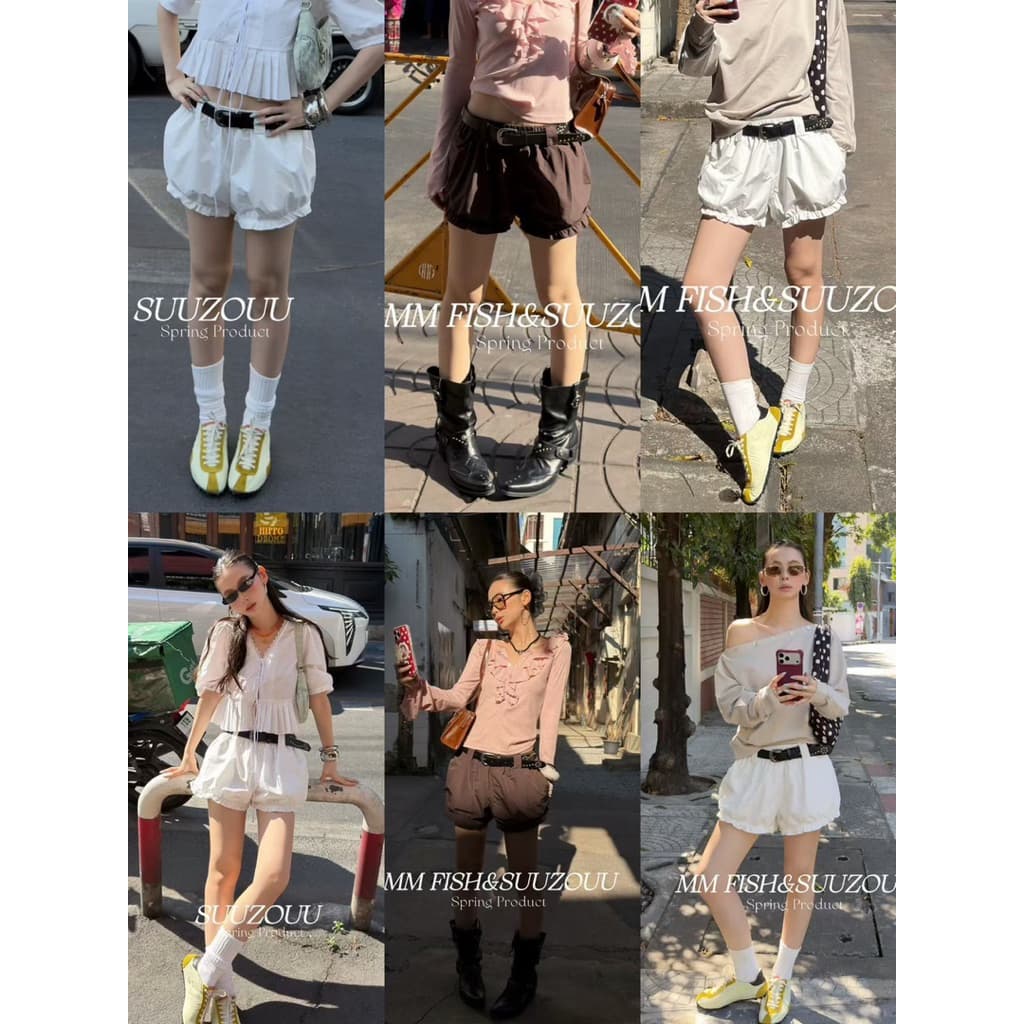 26K SU070กางเกงขาสั้น ทรงบอลลูน +เข็มขัดอย่างดี งานดีมาก Tag MMFish รูปที่ 3