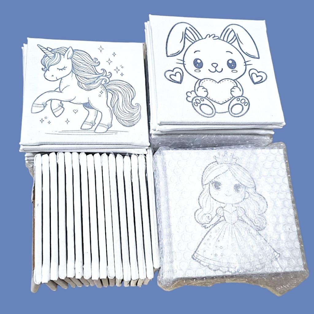 เฟรมผ้าใบแคนวาสระบายสี ผ้าติดกรอบไม้หนา ขนาด13cm×13cm. รูปที่ 5