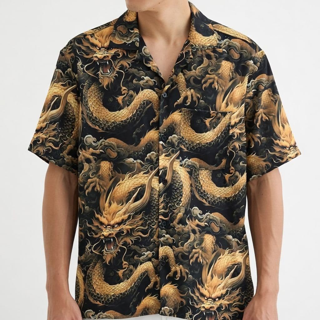 เสื้อเชิ้ตฮาวายรวมลาย อก 38-52 นิ้ว M-3XL ผ้าไหมอิตาลี ผ้านุ่มใส่สบาย รูปที่ 3
