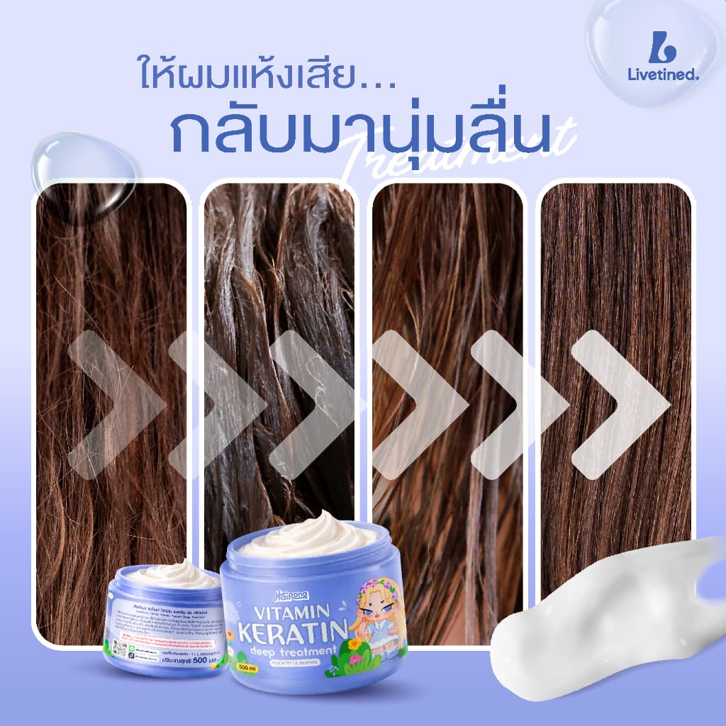 ลิฟทิเนด Livetined Hairona Vitamin Keratin Deep Treatment 500ml รูปที่ 5