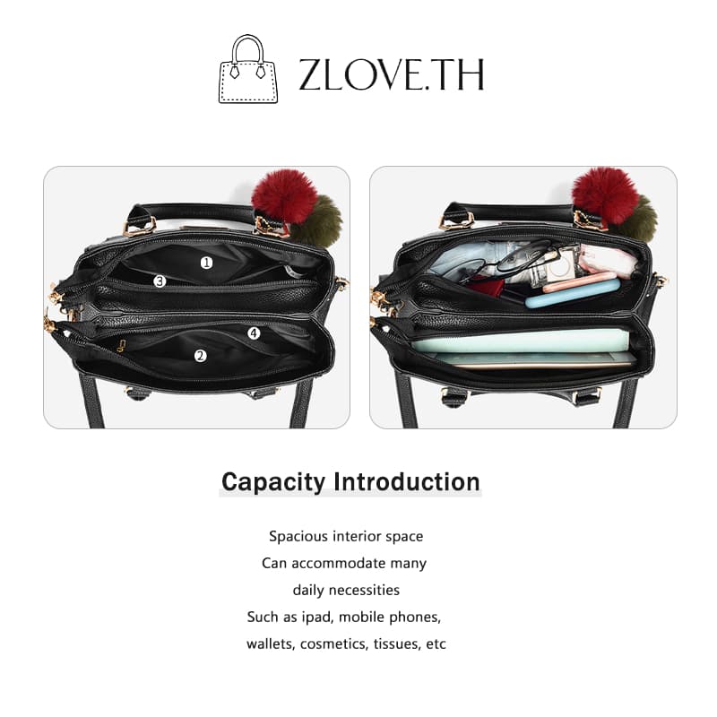ZLOVE กระเป๋าสะพายผญ สะพายข้างความจุขนาดใหญ่ใหม่ กระเป๋าผู้หญิงหนัง PU ใส่ของได้เยอะ รูปที่ 7