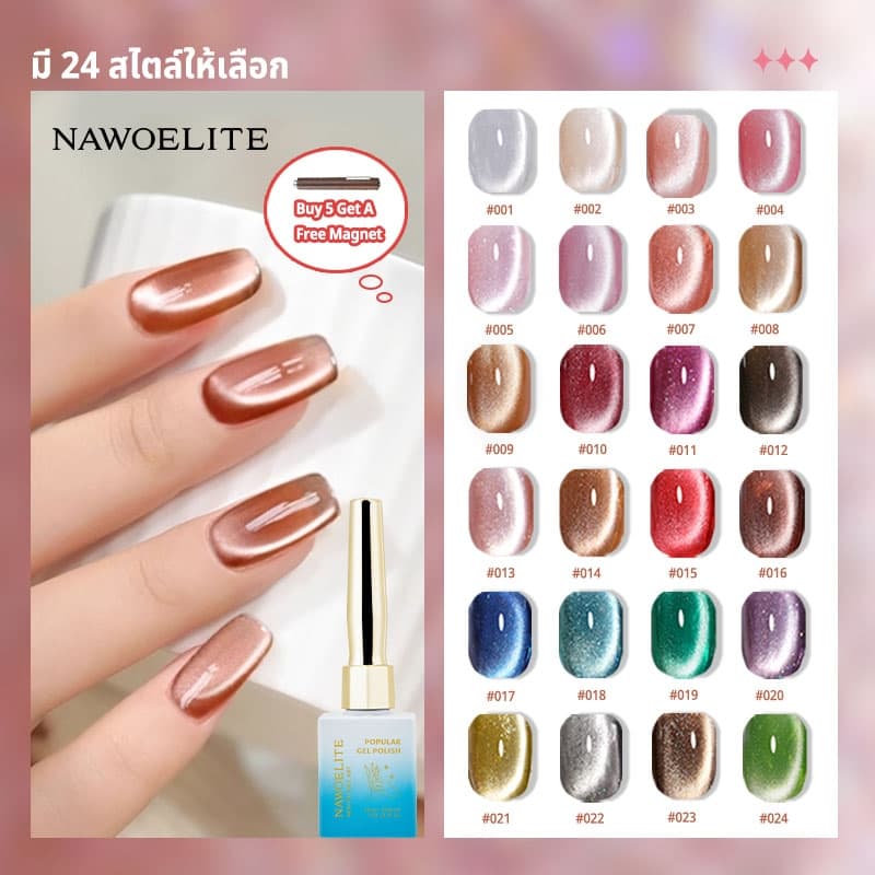 Nawoelite สีทาเล็บเจล สีลูกแก้ว เจลทาเล็บสีลูกแก้ว 24 สีนูนเด่น ออกแบบลวดลายง่าย เจลทาเล็บใช้ที่บ้าน ไม่ซีดจาง รูปที่ 1