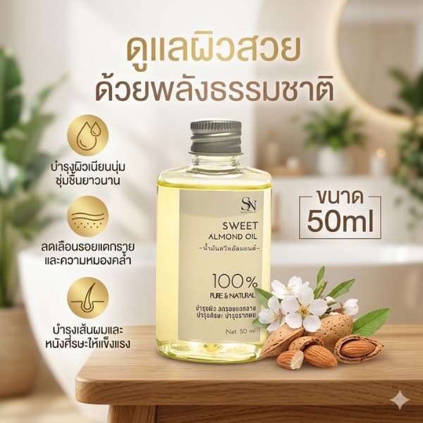 50ml น้ำมันสวีทอัลมอนด์ แท้ 100% Cold Pressed Sweet Almond Oil cosmetic grade รูปที่ 4