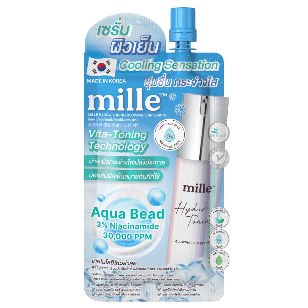 Mille Hydra-Toning Glowing Skin Serum 10ml มิลเล่ เซรั่มลดอุณหภูมิผิว -3°C รูปที่ 9