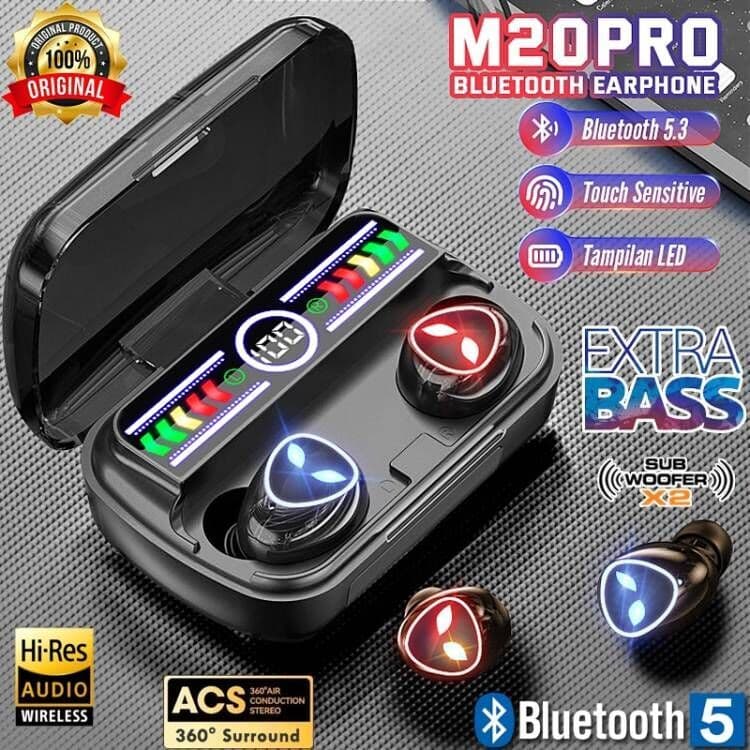ล่าสุด หูฟังที่ดูดี M20pro หูฟังบลูทูธไร้สาย TWS Wireless Bluetooth 5.3 Headset Earphone หูฟังสเตอริโอ ชุดหูฟังอัจฉริยะ รูปที่ 1