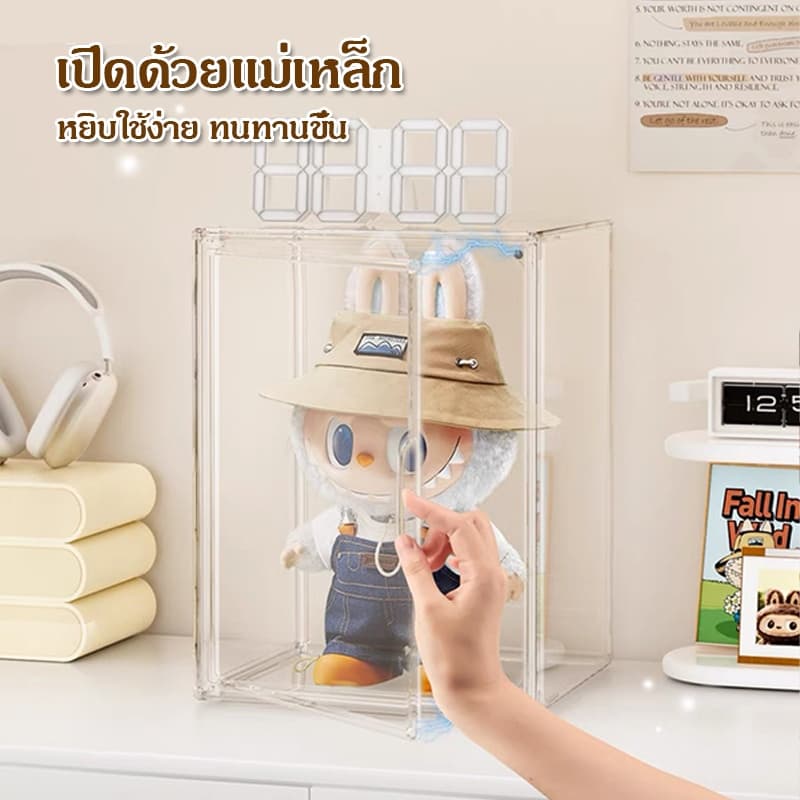 กล่องอะคริลิค ใส่ตุ๊กตากันฝุ่นวางซ้อนกันได้ตู้โมเดลตุ๊กตา ตู้เก็บของใช้ในบ้านแสดงผลกันฝุ่นตู้เก็บของ รูปที่ 6