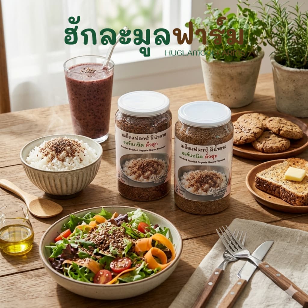 แฟลกซ์สีน้ำตาล ออร์แกนิค คั่วสุกพร้อมทาน กระปุก200กรัม ตราฮักละมูลฟาร์ม คั่ว สุก Flaxseed เมล็ดแฟลกซ์ ลินิน รูปที่ 6