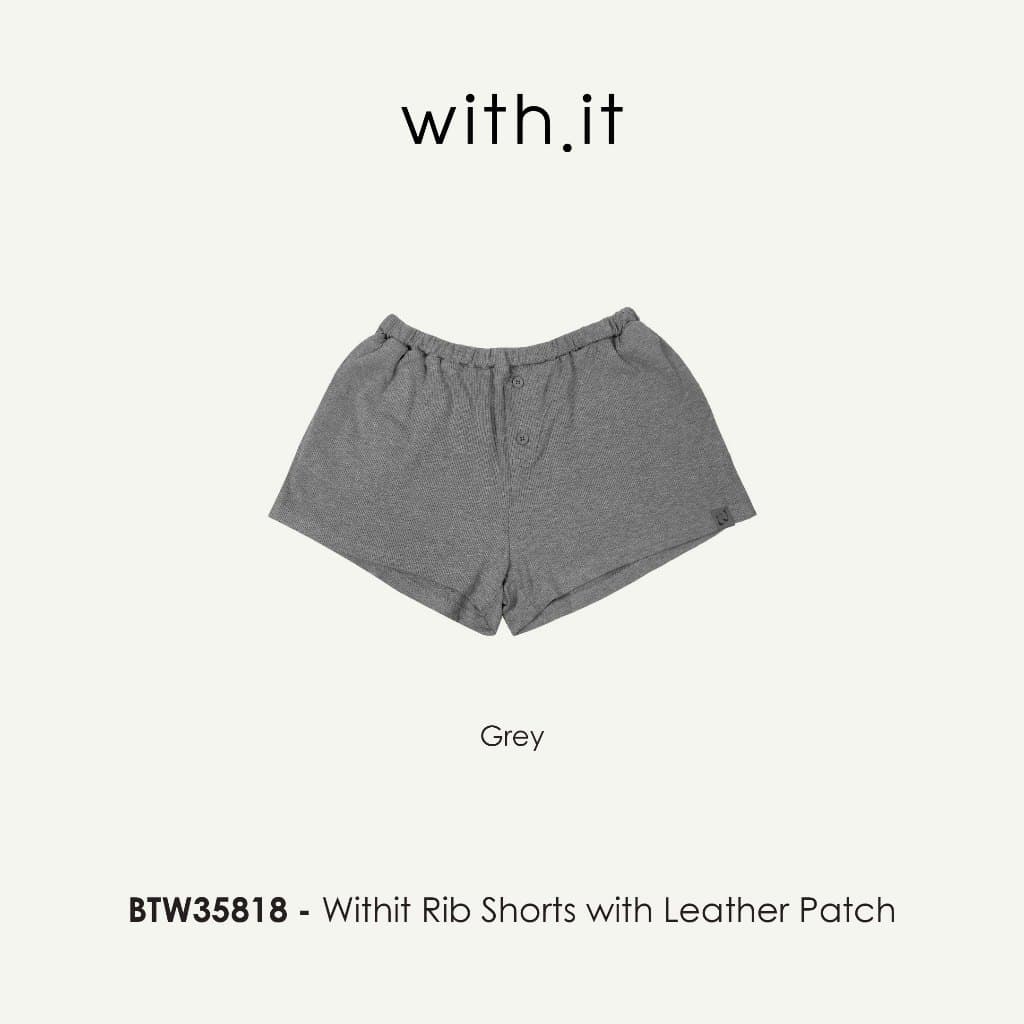 Withit Rib Shorts with Leather Patch กางเกงขาสั้นผ้านุ่ม - BTW35818 รูปที่ 4