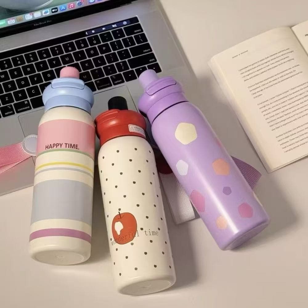 กระติกน้ำลายการ์ตูน 650ML ขวดน้ำอย่างดี SUS316 เก็บเย็น/ร้อนได้ ทนทาน ไม่มีใอน้ำ มีหลอด มีฝาปิด ขวดน้ำพกพาน่ารักๆส่งเร็ว รูปที่ 1