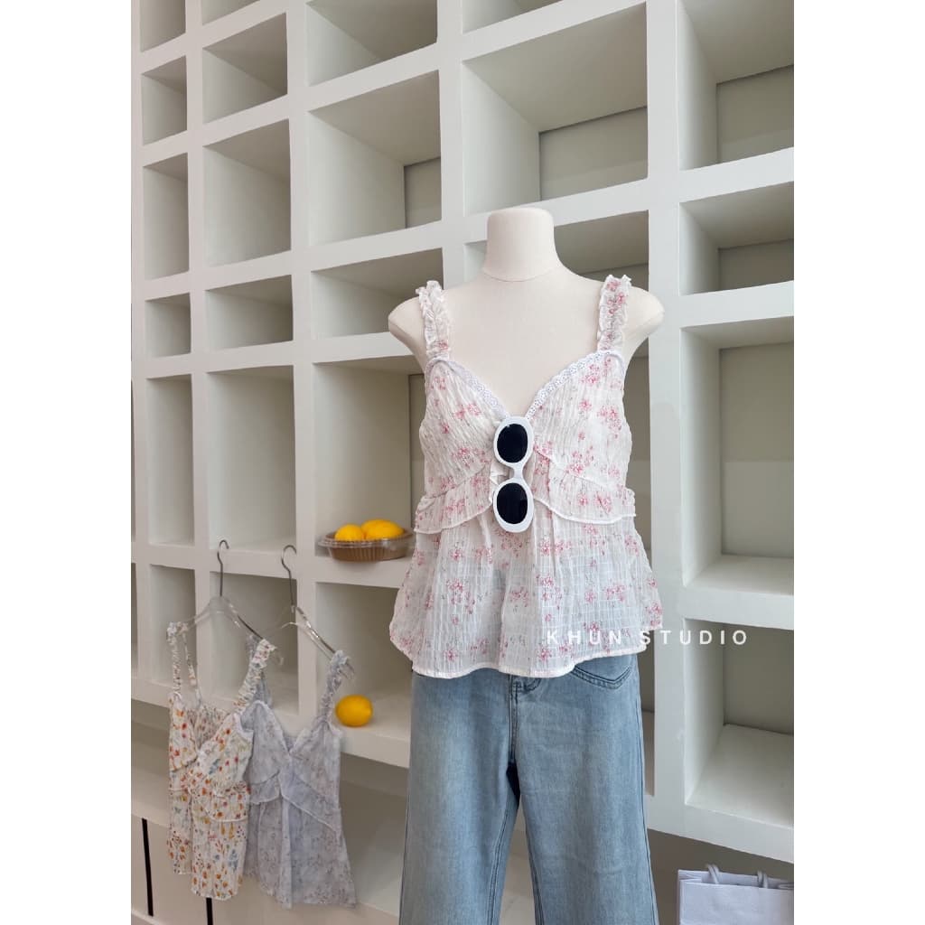 เสื้อสายเดี่ยวสายสม็อคระบาย -kn / VB0658 รูปที่ 2