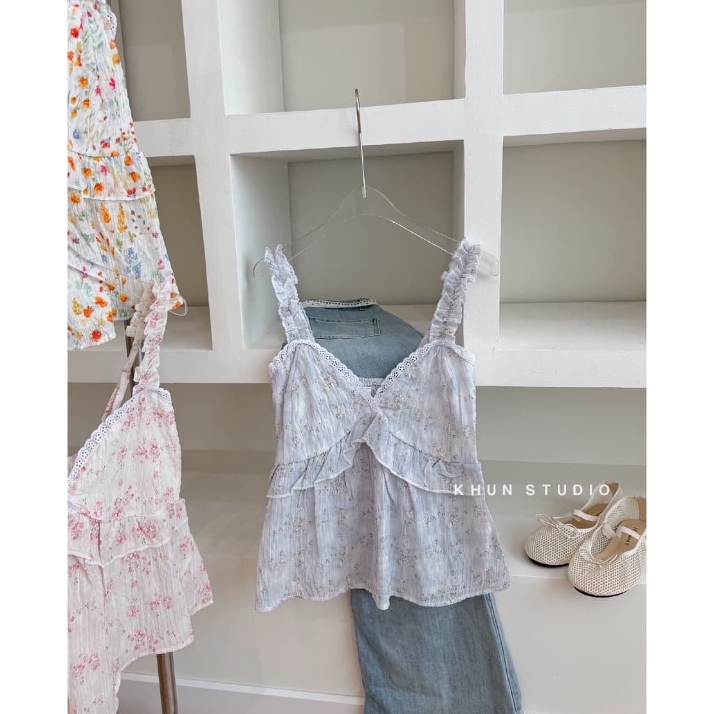 เสื้อสายเดี่ยวสายสม็อคระบาย -kn / VB0658 รูปที่ 6