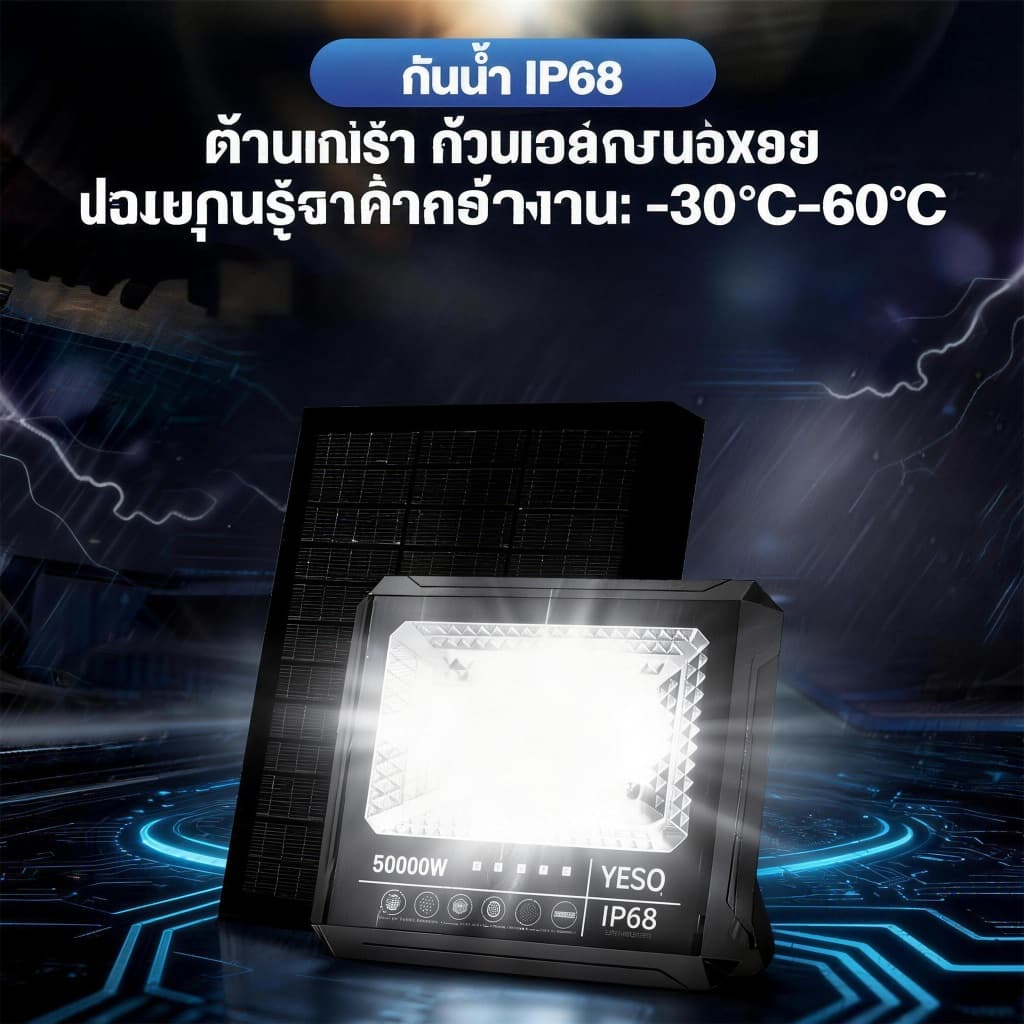 ซื้อ1แถม4 ผลิตภัณฑ์ใหม่ ไฟโซล่าเซลล์ 5000000W ไฟสปอตไลท์ Solar Light LED ไฟสปอร์ตไลท์ กันน้ำและกันฟ้าผ่า โคมไฟโซล่าเซลล รูปที่ 5