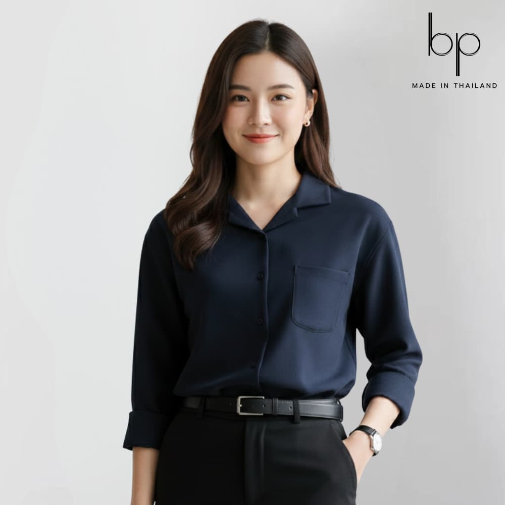 bp เสื้อเชิ้ตแขนยาว7สี คอปก ผ้าไหมอิตาลี ไซส์M-4XL รูปที่ 7