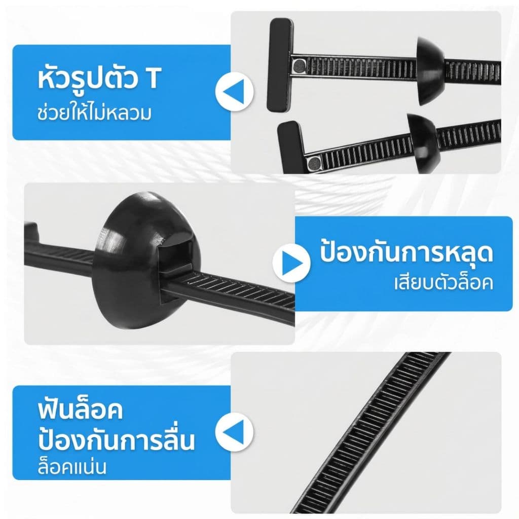 CAMEL เคเบิ้ลไทร์หัวหมวก CABLETIE BUCKLE คลิปล๊อคอเนกประสงค์ สำหรับซ่อมรถ/ยึดสายไฟ ใช้ง่าย ทนทาน! รูปที่ 7