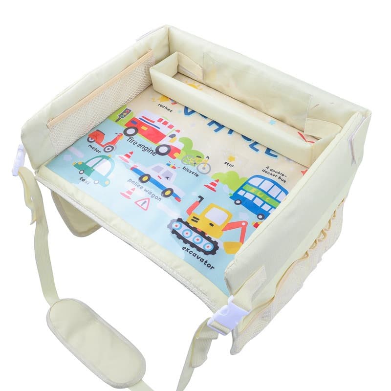 doudou ถาดวางของบนคาร์ซีท ถาดวางเครื่องดื่มอาหาร กันน้ํา อุปกรณ์เสริมในรถยนต์ สําหรับเด็ก ผ้า Oxford ทนทาน ทำความสะอาดง่ รูปที่ 9