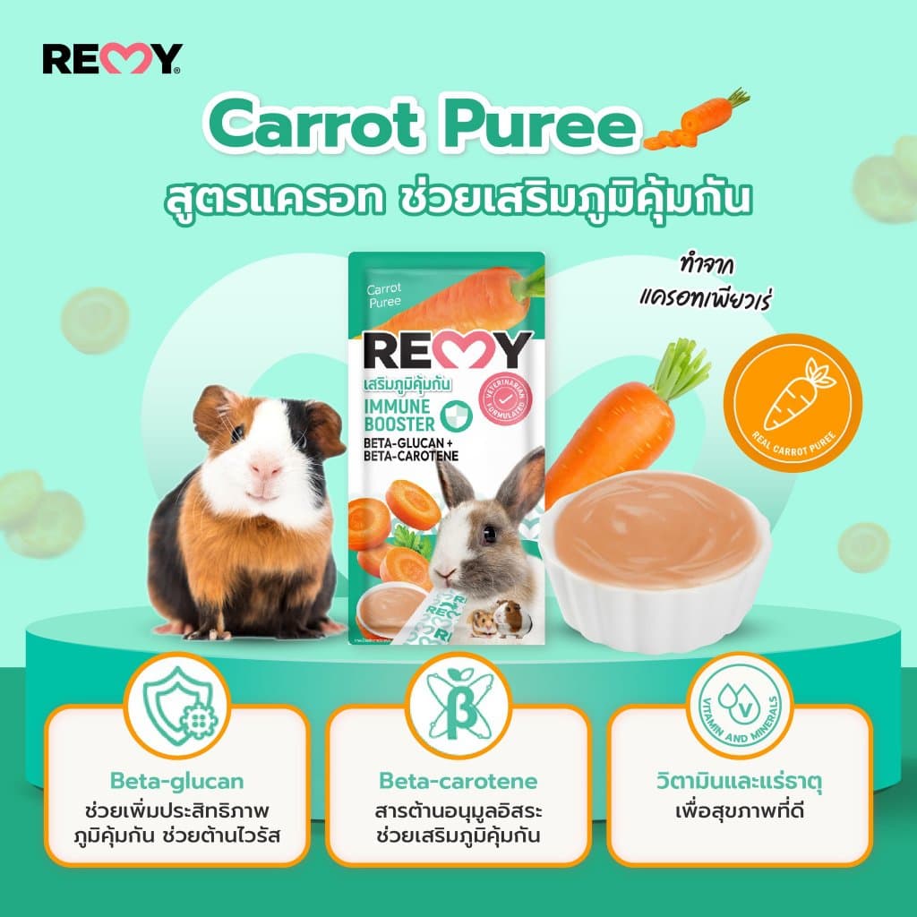 Remy เรมี่ ขนมเลียจากผักผลไม้ เสริมภูมิคุ้มกัน สำหรับกระต่ายและสัตว์ฟันแทะแฮมเตอร์ ชูก้าไกเดอร์แกสบี รูปที่ 4