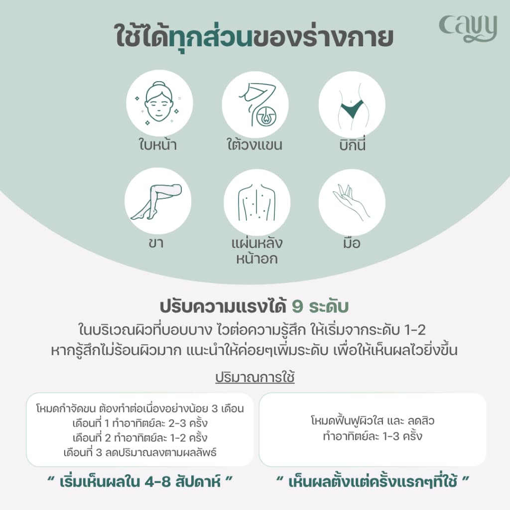 CAVY PLUS IPL 3in1 เครื่องเลเซอร์กำจัดขน หน้าใส ลดสิว 3 ฟังก์ชัน พร้อมโหมดเย็น - ประกัน1ปี รูปที่ 4
