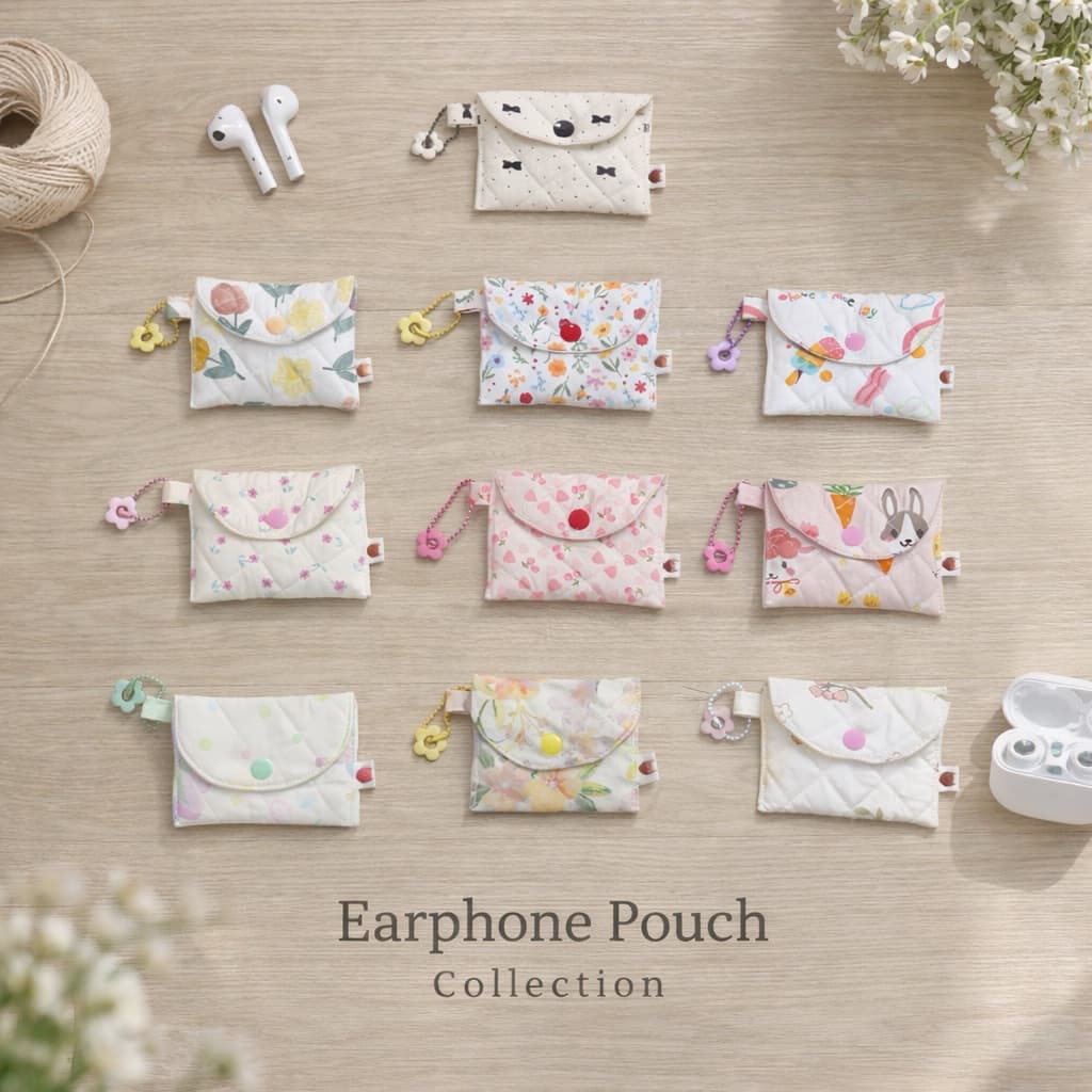 Earphone Pouch Collection | กระเป๋าผ้าใส่หูฟัง ใส่ AirPods ลายน่ารัก พกพาสะดวก รูปที่ 1