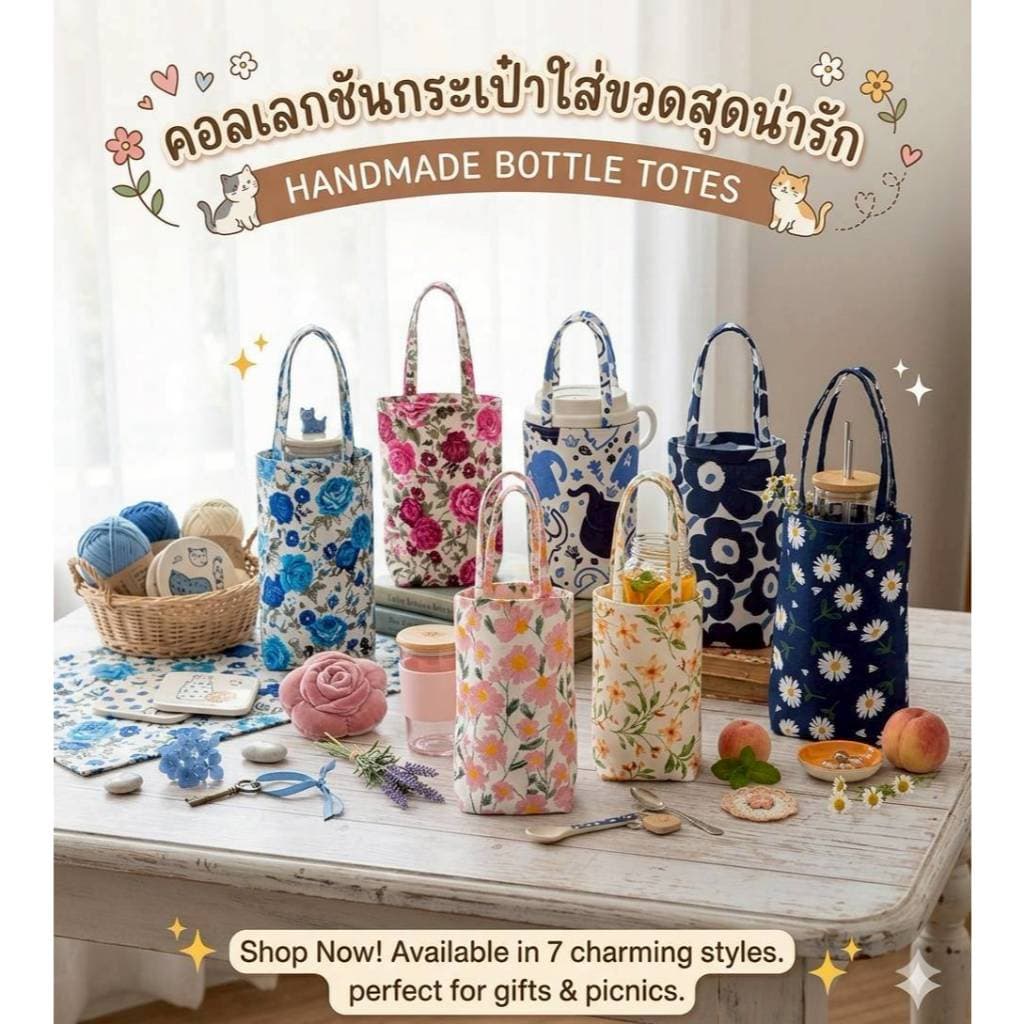(ส่งด่วน กดตะกร้านี้) ถุงผ้าใส่แก้วน้ำ ถุงใส่แก้วเยติ  มีหูหิ้ว พกพาสะดวก