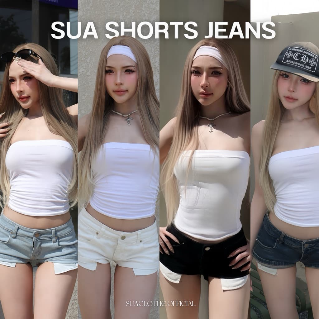 ‼ มีส่งด่วน‼ กางเกงยีนส์เอวต่ำ กางเกงยีนส์ขาสั้นเอวต่ำ รูปที่ 1