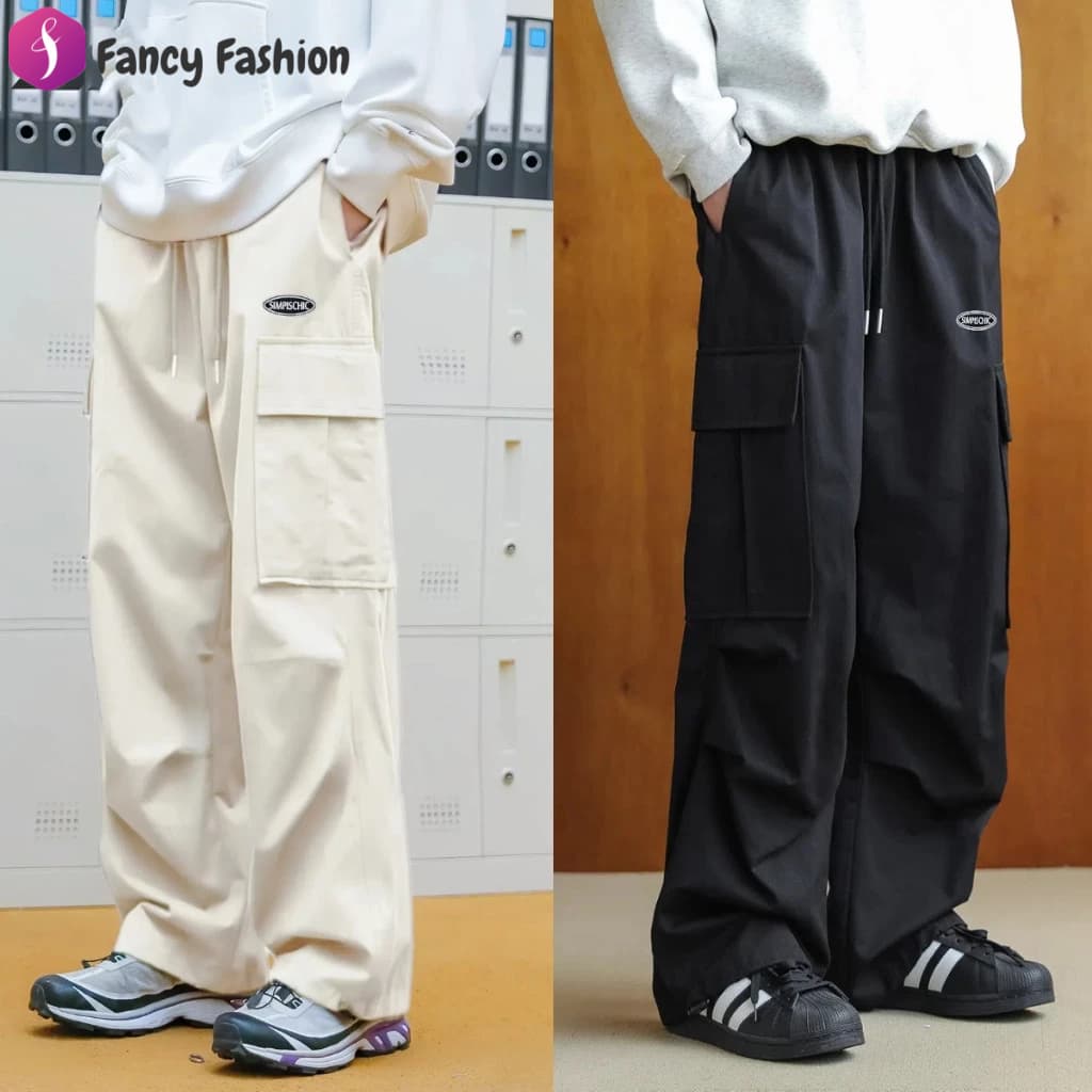 Fancy Fashion กางเกงคาร์โก้ขายาวลําลอง กางเกงคาร์โก้ขากว้างผู้ชาย กางเกงทรงตรงทรงหลวมลำลองอินเทรนด์ใหม่ รูปที่ 5