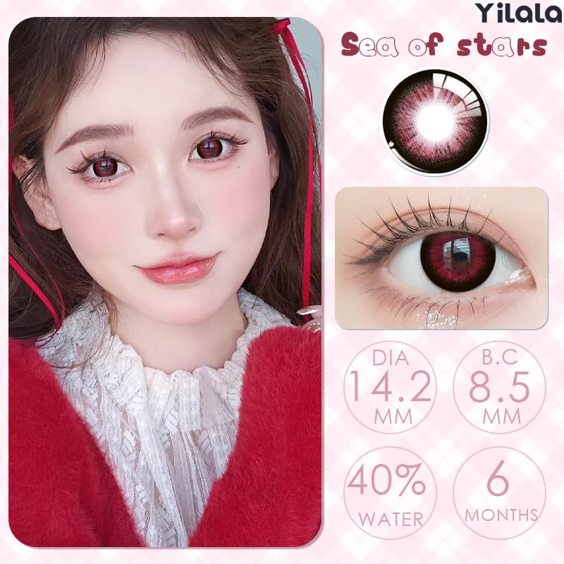 สามารถใช้งานได้นาน 6 เดือนคอนแทคเลนส์ Ruby red ขนาดกลาง Yilala ธรรมชาติ เนียน ตากลมขึ้น รูปที่ 4