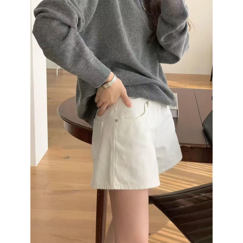 FSY 62028 Korea basic shorts denim jeans ขาสั้นยีนรุ่นใหม่ทรงสวย รูปที่ 9