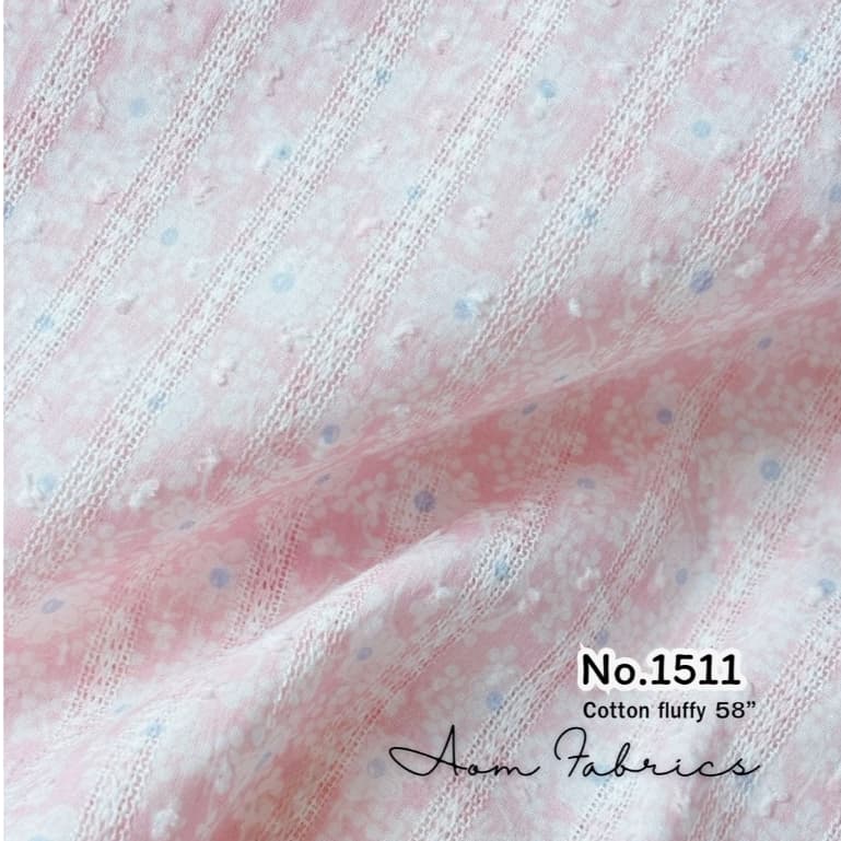 Aom Fabricsคอตตอน แจ็คการ์ด คอตตอน100% No.1511-1514 ทอเสริมเทคเจอร์ปุยปุยน่ารักมาก หน้ากว้าง 58 นิ้ว รูปที่ 5