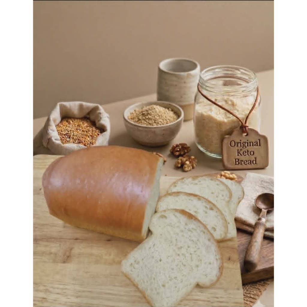 Keto Original Bread 300 g.ขนมปังคีโตออริจินอล 300 g.ไร้แป้งไร้น้ำตาลเบาหวานทานได้นุ่มอร่อยSuper Lean รูปที่ 5