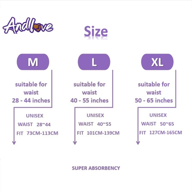 ผ้าอ้อมผู้ใหญ่ Andlove ใช้ได้ทั้งชายหญิง ปลี่ยนง่าย M/L/XL adult diapers ผ้าอ้อมแบบเทป รูปที่ 2
