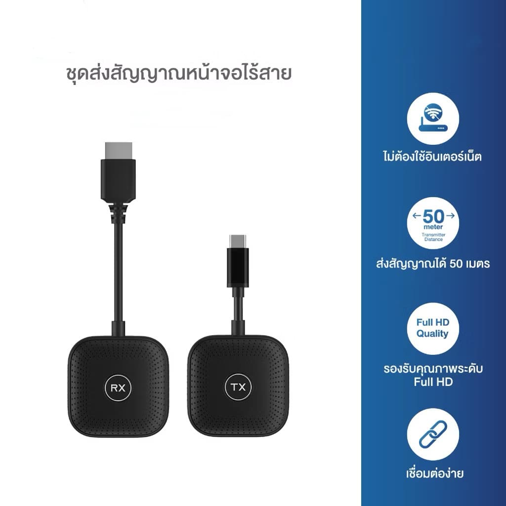 type c to HDMI กรณ์สะท้อนหน้าจอแบบไร้สาย HDMI สะท้อนหน้าจอแบบไร้สาย HDMI TO USB/TYPE-C รับสัญญาณได้ถึง 30เมตร รุ่น CS7 รูปที่ 3
