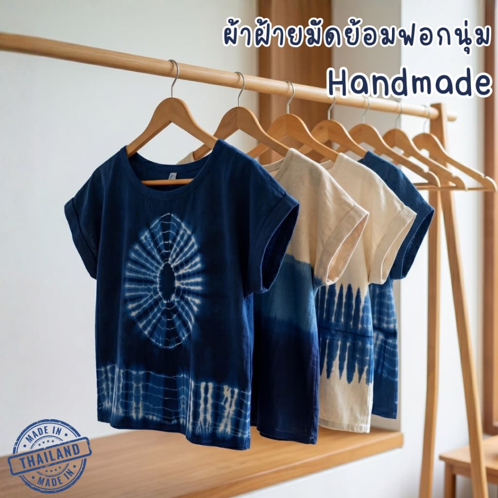 เสื้อมัดย้อม คอกลมแขนเลย ผ้าฝ้ายมัดย้อม รูปที่ 1