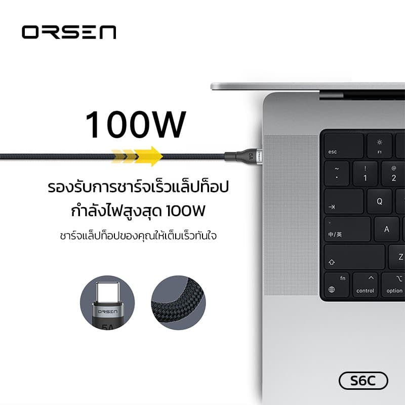 Eloop S6C สายชาร์จ USB Type C to Type C 100W ยาวมากขึ้นถึง 1.5 เมตร วัสดุไนลอนถัก แข็งแรง ทนทาน รูปที่ 9