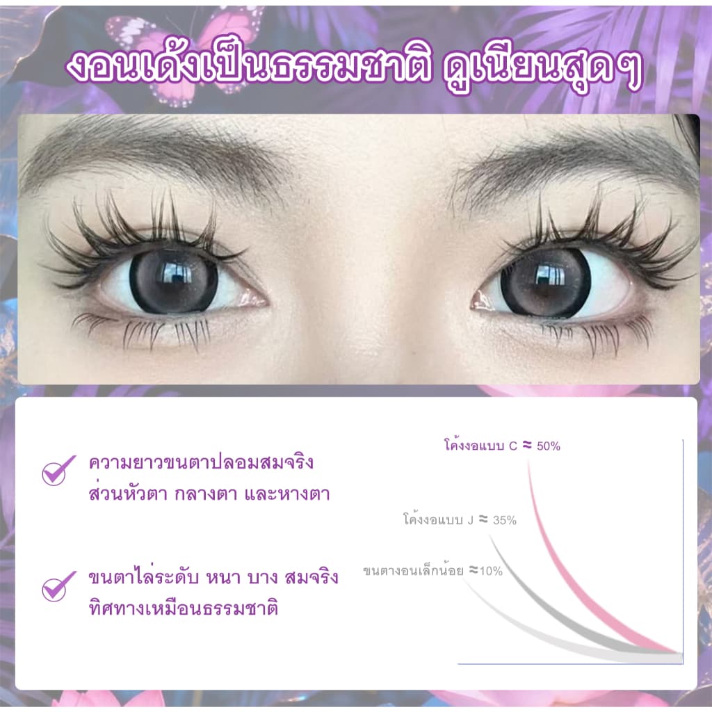 FLORÈT LASH ขนตาปลอมแบบมีกาวในตัว 36 แถว 1 กล่องมี 6 สไตล์ ไม่ต้องใช้กาว ลุคธรรมชาติ ใช้ง่ายสุด รูปที่ 8