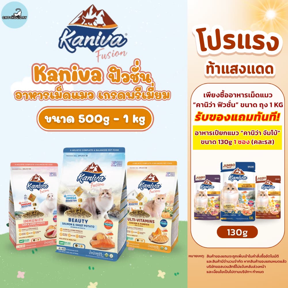 3สูตรใหม่! Kaniva Fusion อาหารแมว คานิว่า ฟิวชั่น อาหารเม็ดเกรดพรีเมี่ยม ผสมผสาน 3P Biotic ที่ดีต่อระบบลำไส้ รูปที่ 1