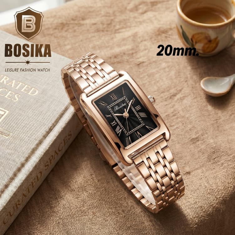BOSIKA#BG-018 นาฬิกาข้อมือดีไซน์เลขโรมันหน้าปัดทรงสี่เหลี่ยม ขนาด20มิล รูปที่ 3