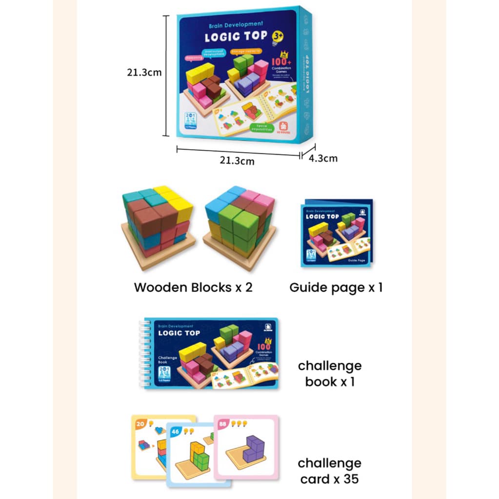 Logic Top Puzzle Cubes ของเล่นไม้เสริมพัฒนาการ ฝึกทักษะการแก้ปัญหา และมิติสัมพันธ์ เด็ก 3 ปีขึ้นไป รูปที่ 4