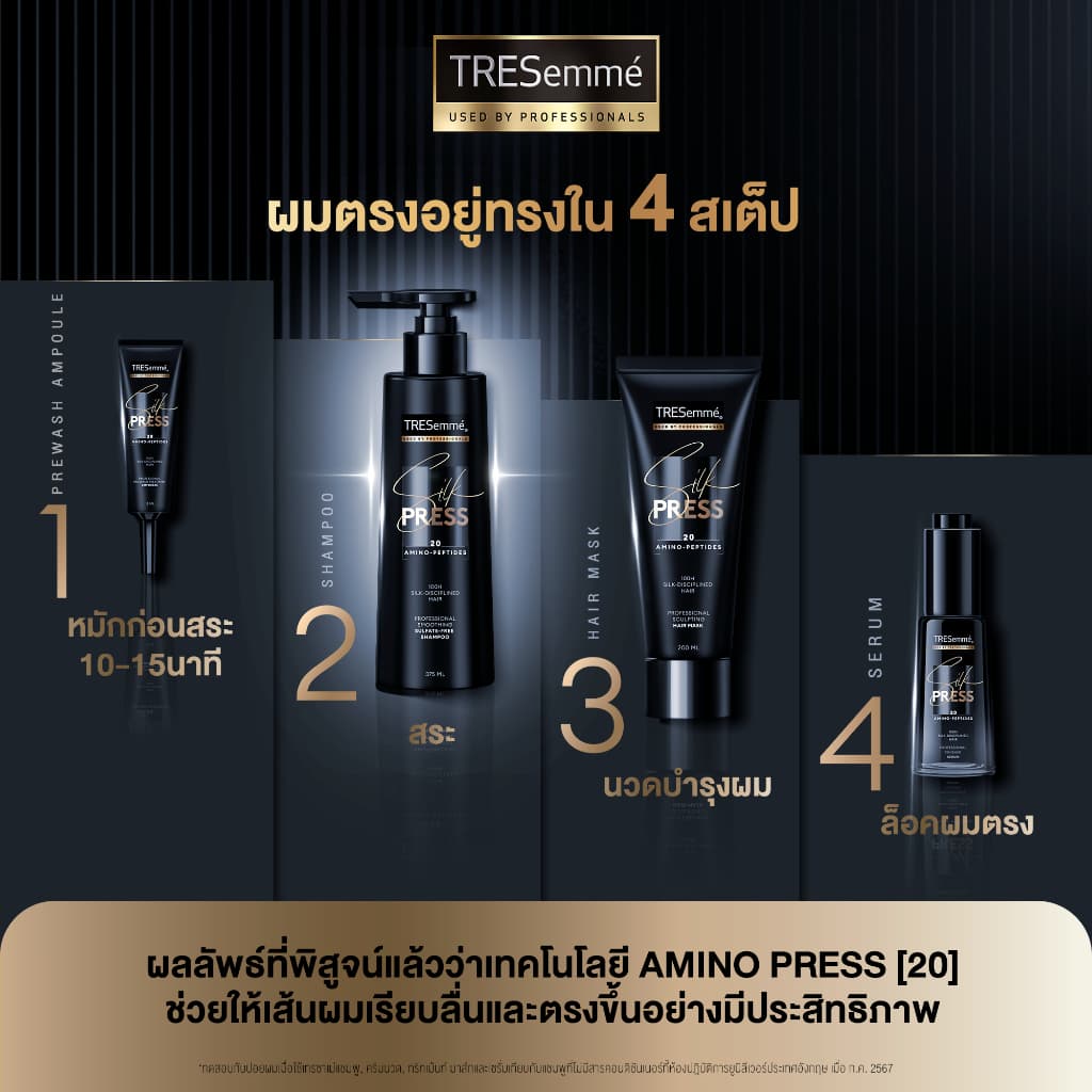 เทรซาเม่ ซิลค์เพรส โพรเฟสชันนัล สมูทติ้ง ซัลเฟตฟรี แชมพู​ TRESEMME SILK PRESS PROFESSIONAL SMOOTHING SULFATE-FREE SHAMPO รูปที่ 5